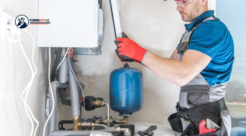 plumber installing water heater